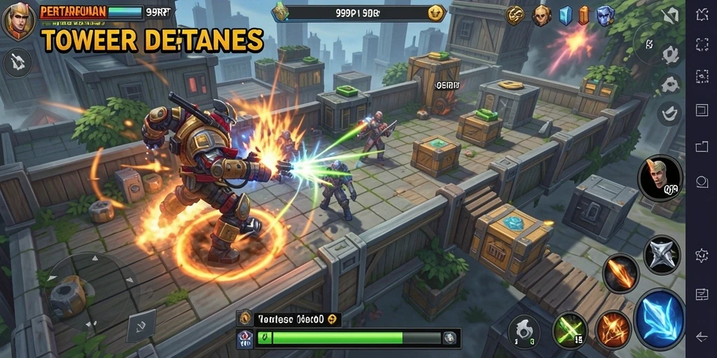 Gameplay seru Tower Defense di 99RP dengan strategi menara.