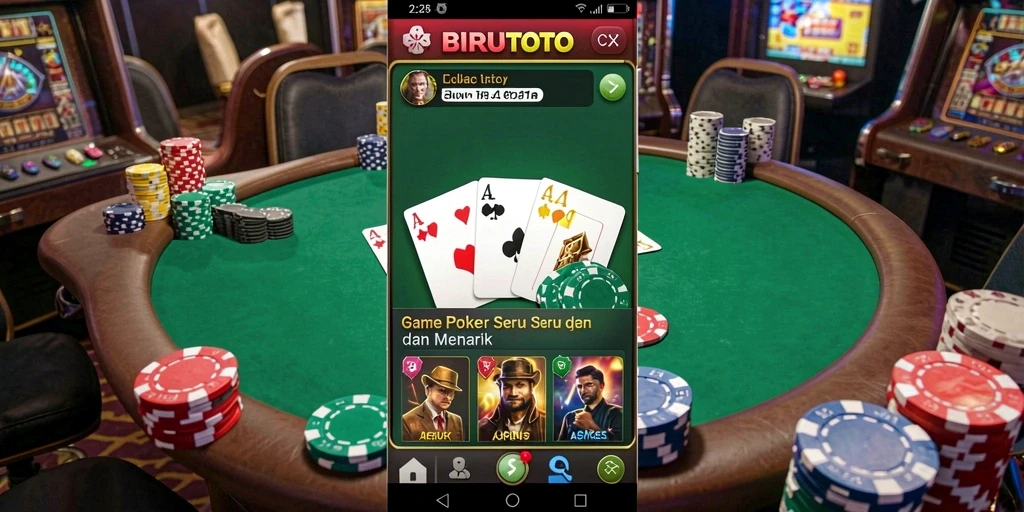 Tampilan menarik dari gameplay BIRUTOTO saat bermain Poker.