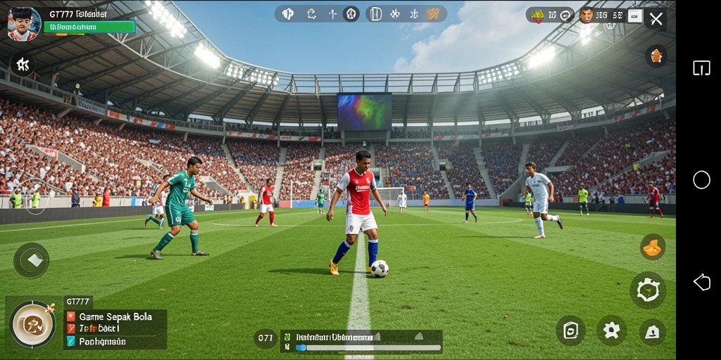 Tampilan gameplay GT777 yang mendebarkan dengan aksi sepak bola yang seru.