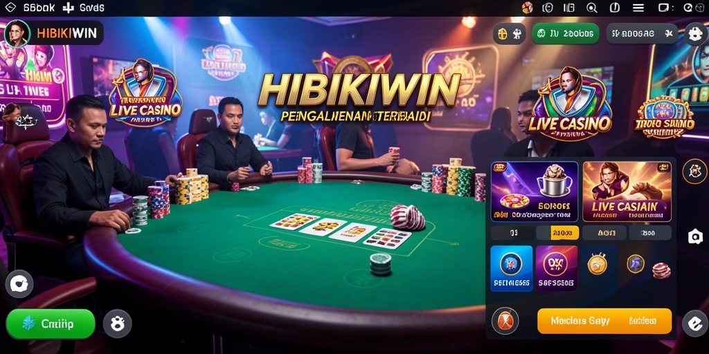 Screenshot HIBIKIWIN menampilkan dealer langsung dan suasana permainan yang mendebarkan.
