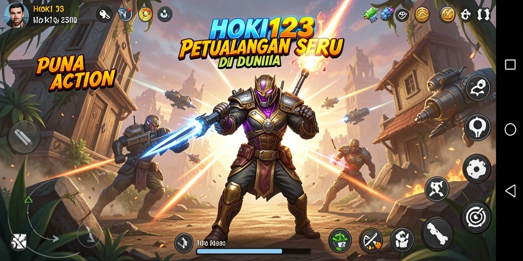 Screenshot utama HOKI123 menampilkan aksi pertarungan yang spektakuler.