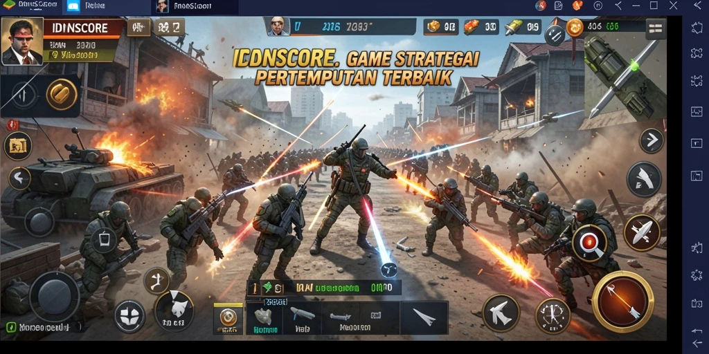 Tampilan gameplay menegangkan di IDNSCORE dengan pertempuran strategis.