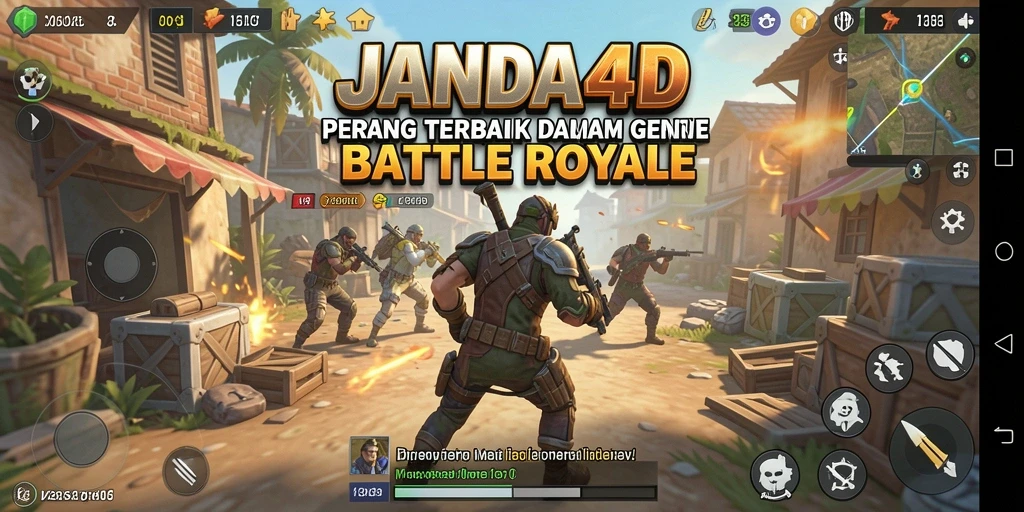 Screenshot utama JANDA4D menampilkan intensitas pertempuran dalam game Battle Royale.