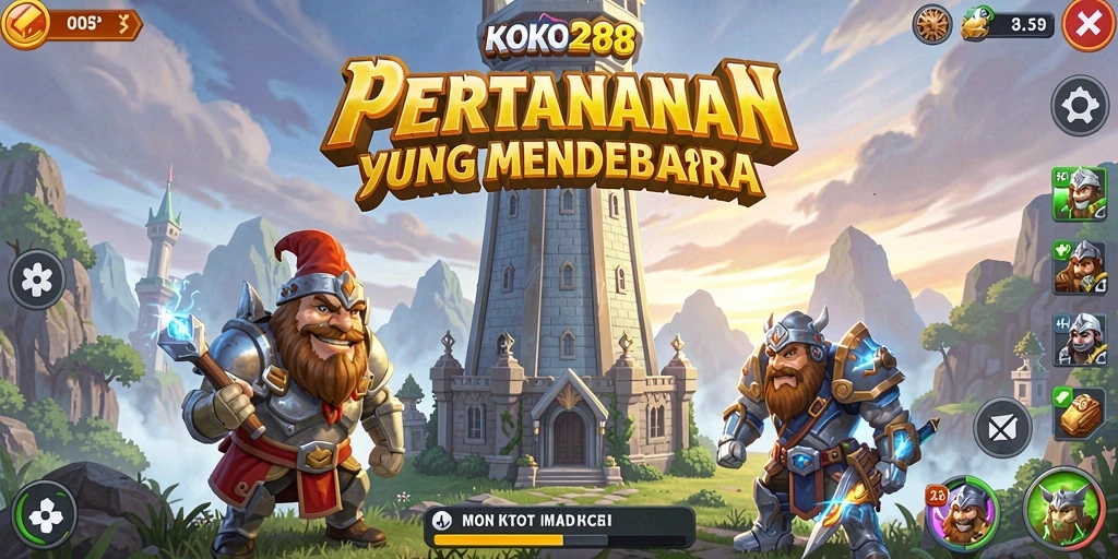 Gameplay seru KOKO288 dengan menara dan musuh yang beragam.