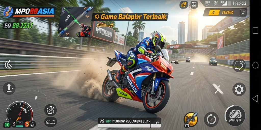 Gameplay mendebarkan dalam MPO88ASIA saat balapan motor.