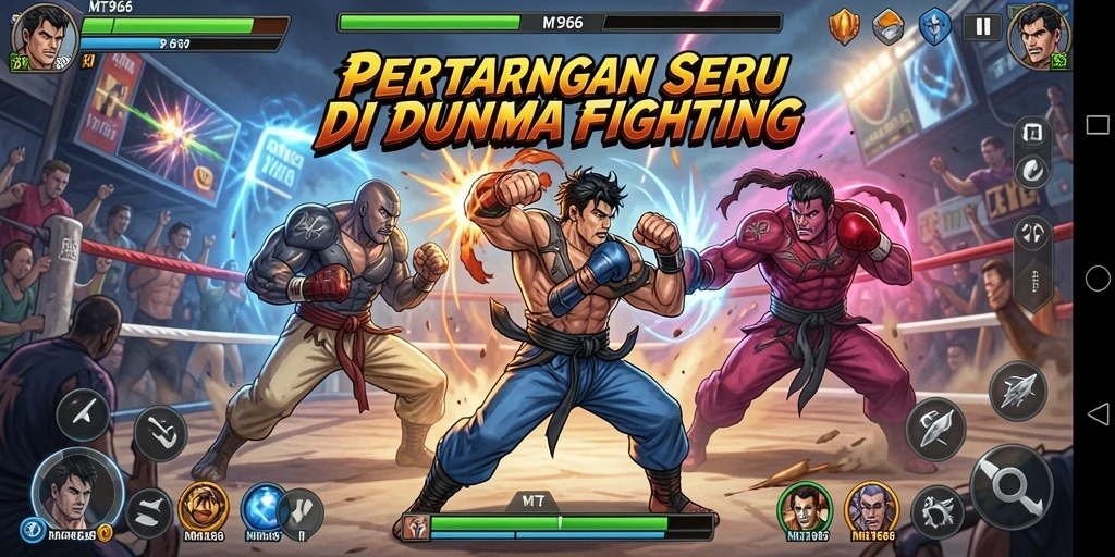 Tangkapan layar gameplay <strong>MT966</strong> yang menampilkan pertarungan seru di arena.