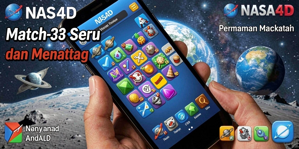 Tampilan gameplay seru dalam permainan Match-3 NASA4D.
