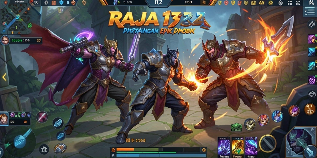 Gameplay RAJA132 yang seru dalam pertandingan MOBA.