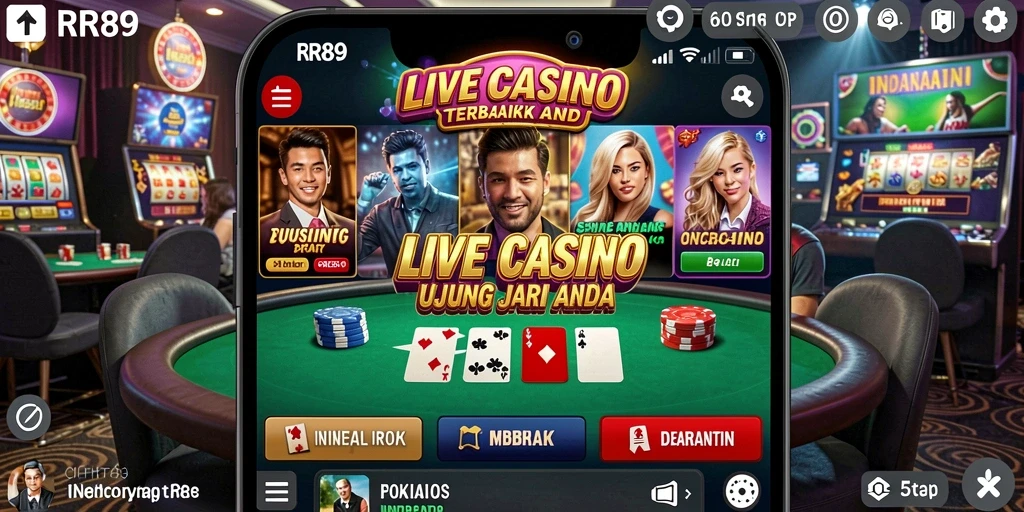 Screenshot menunjukkan pengalaman seru bermain Live Casino di RR89.