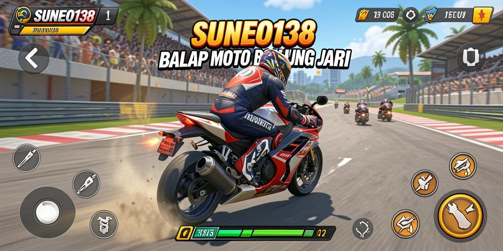 Screenshot SUNEO138 menampilkan aksi balap motor yang mendebarkan.