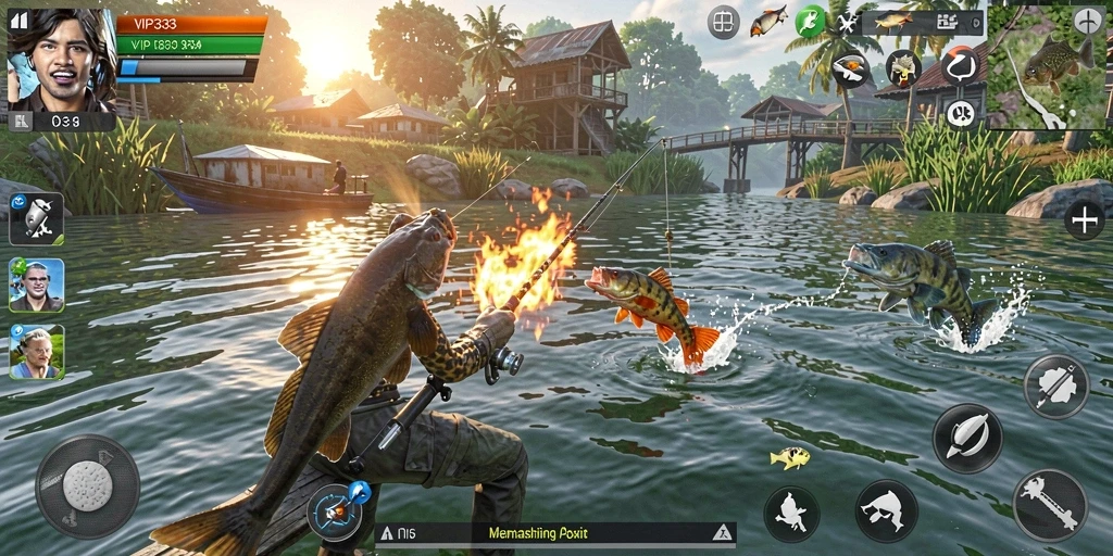 Screenshot gameplay VIP333 menunjukkan aksi memancing yang menegangkan.